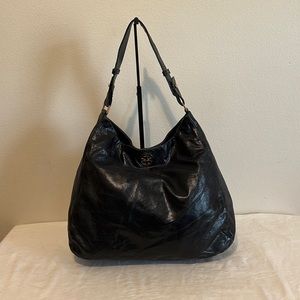 Tory Burch Black Soft Leather Hobo Shoulder Bag